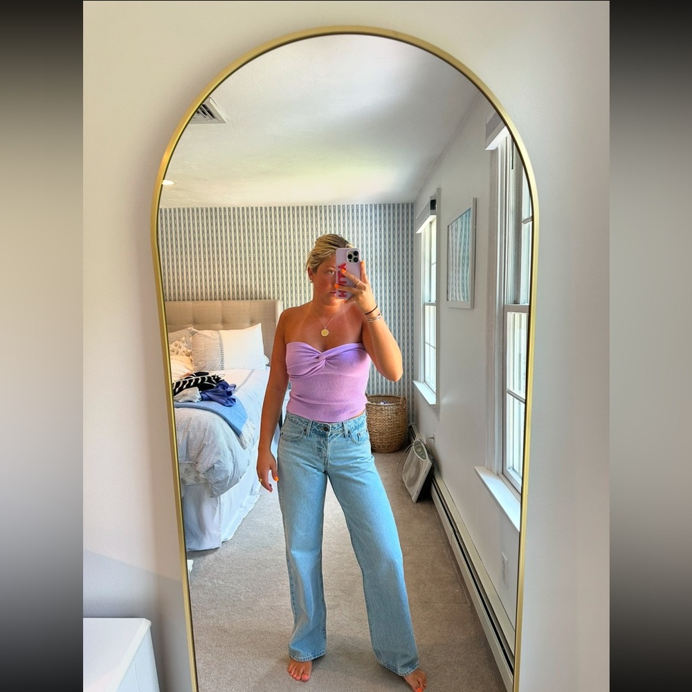 Purple strapless top knit